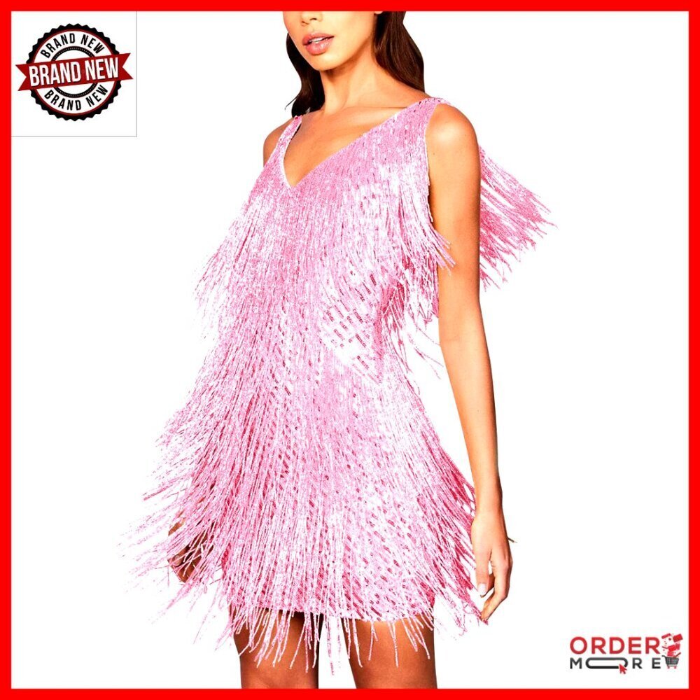 Sequin Fringe Mini Dress 1920s Gatsby Cocktail Party Prom